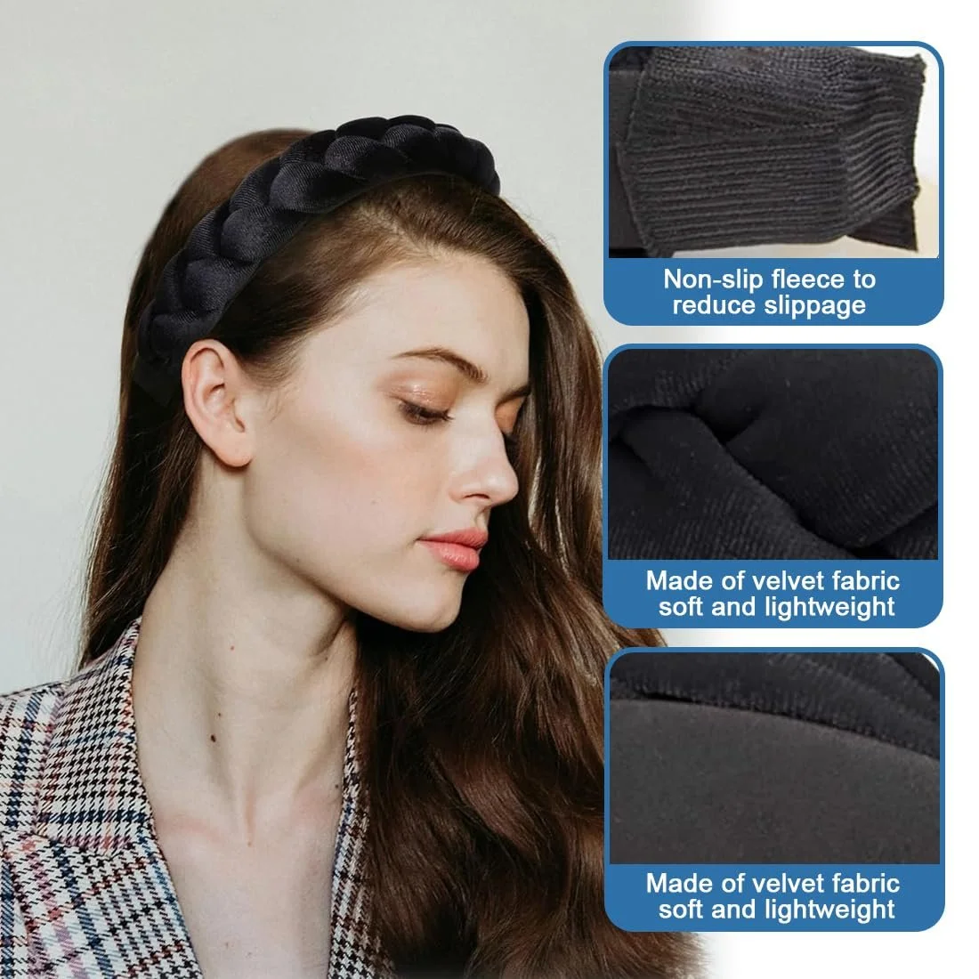 Обруч для волос бархатный, золотой бархат, фото №3