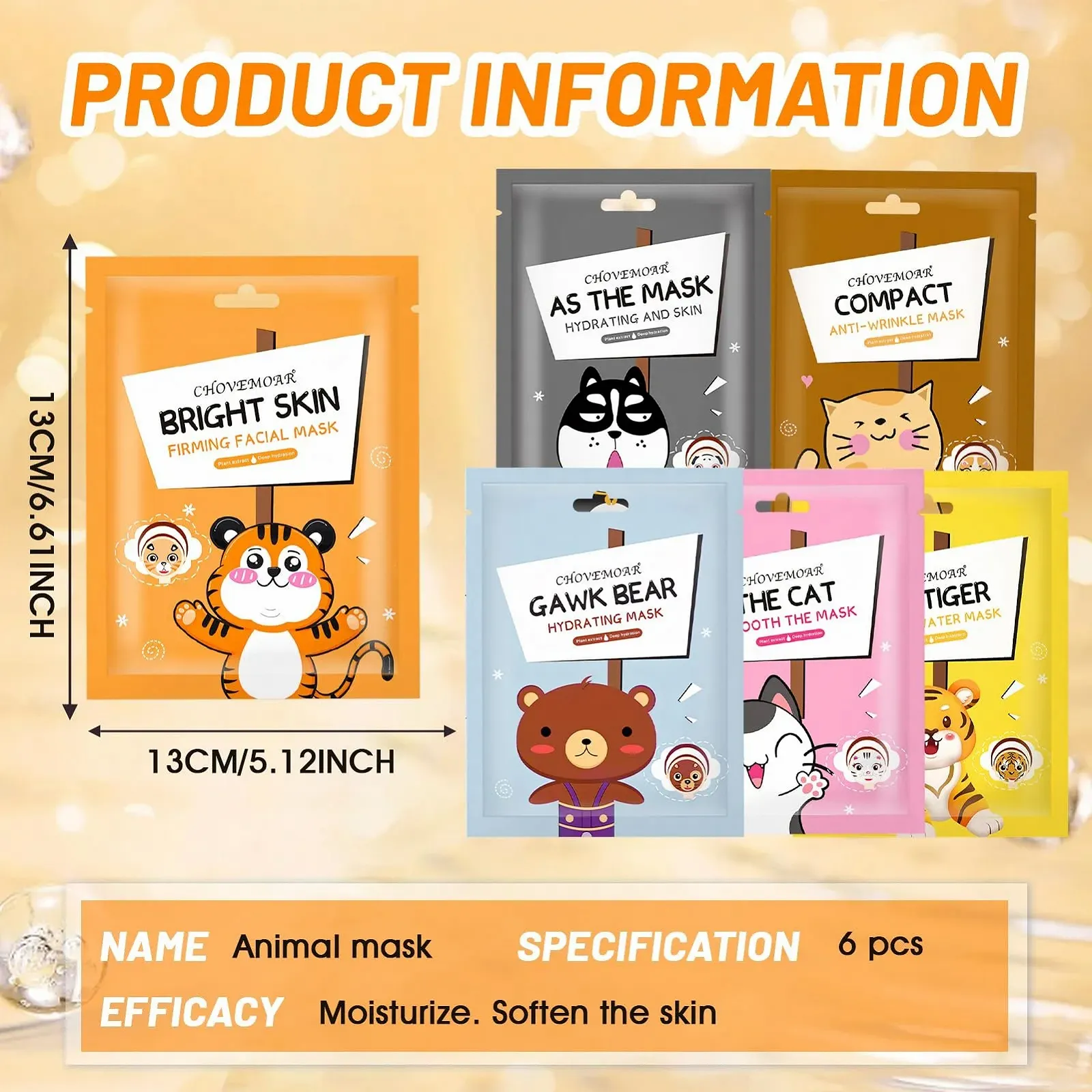 Тканевая маска для лица Набор Animal Маски для лица для подростков и женщин для всех типов кожи, фото №7