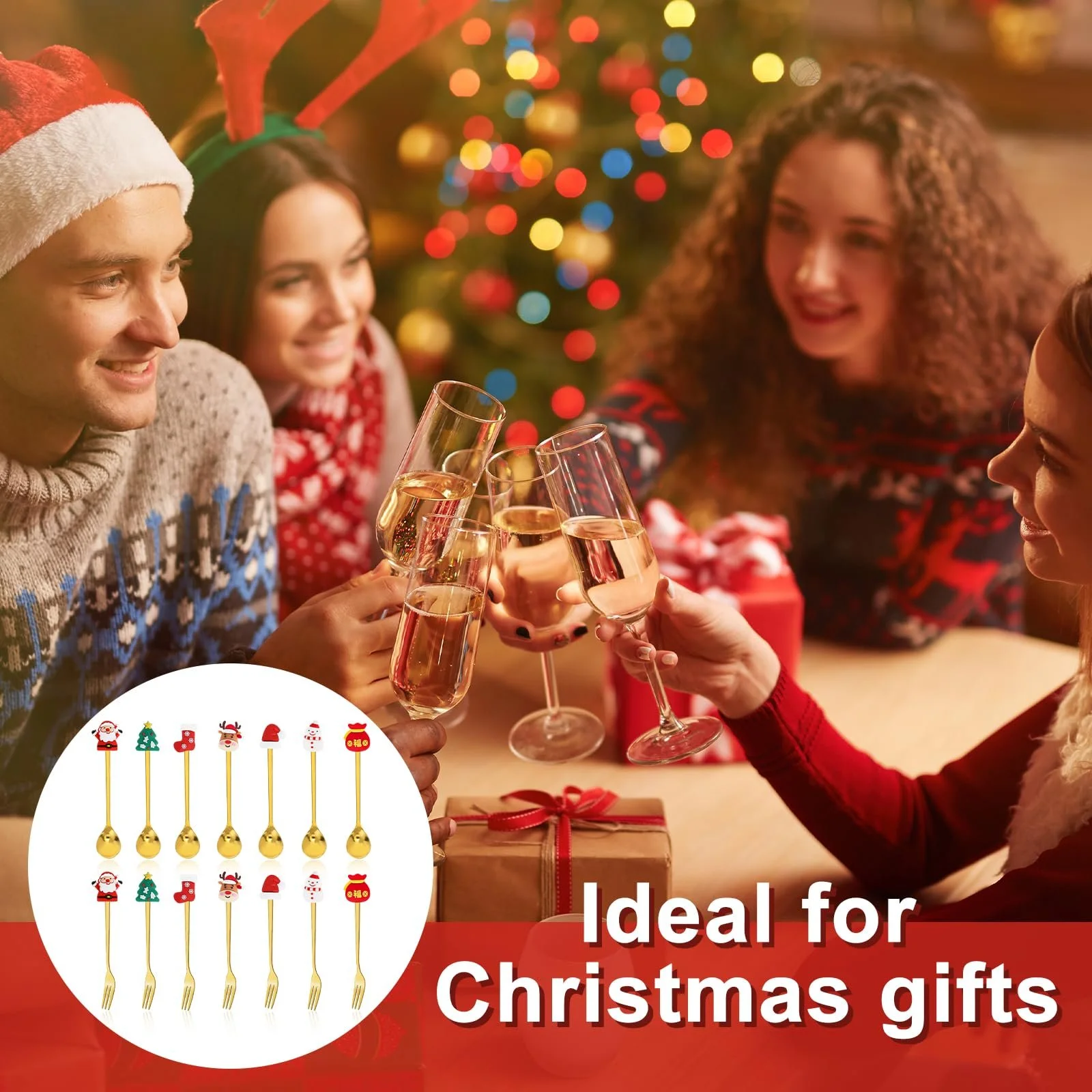 Набір різдвяних ложок і виделок з 14 предметів, фото №7