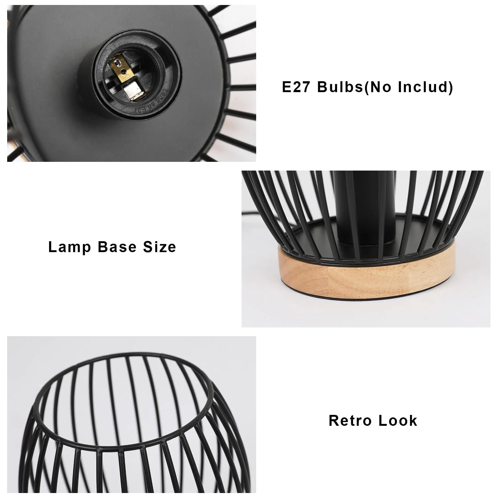 Настільна лампа Comely Vintage Metal E27 17x17x21 см Чорна, фото №5