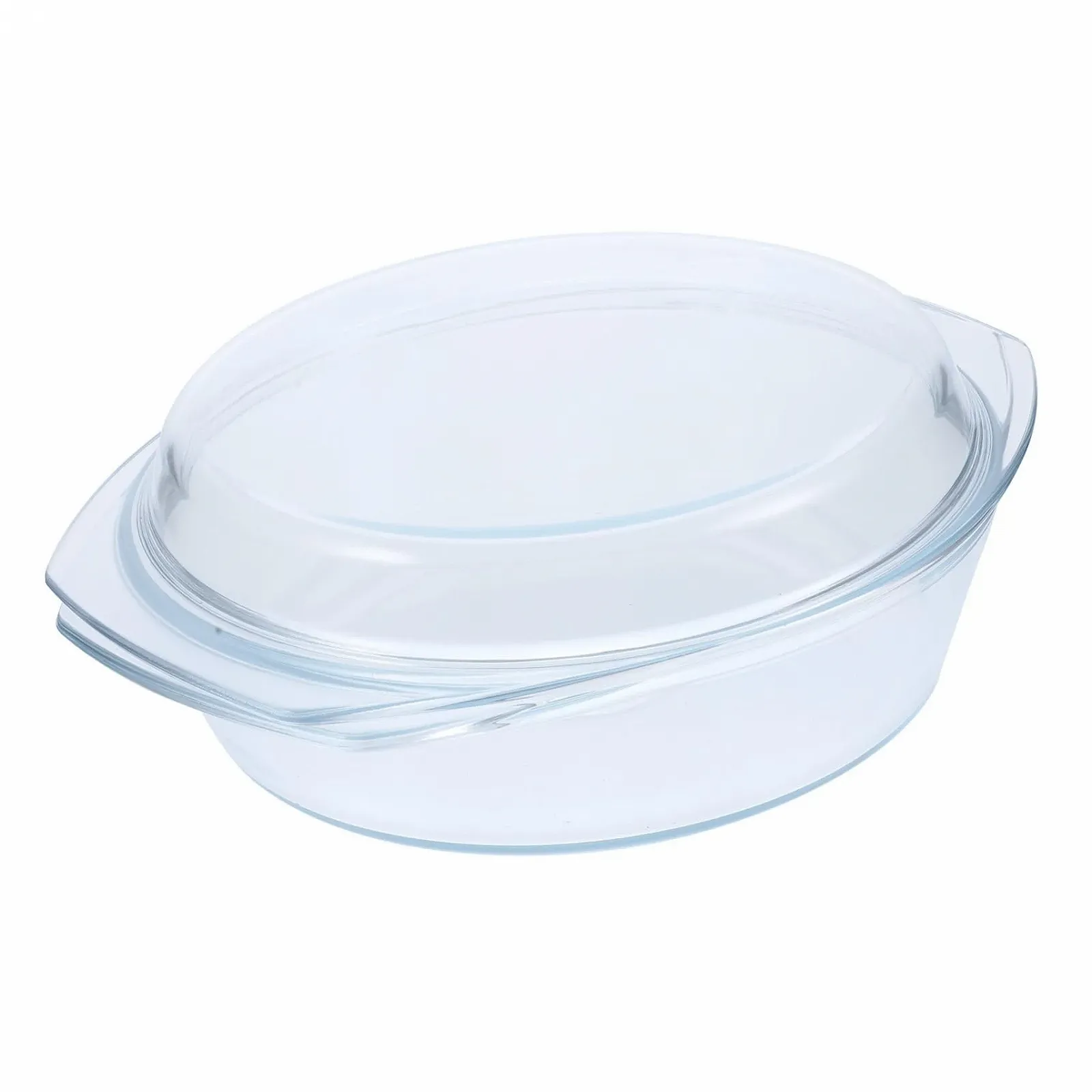 Кастрюля-кесероль Стеклянная круглая с крышкой термостойкая прозрачная, фото №1