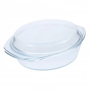 Кастрюля-кесероль Стеклянная круглая с крышкой термостойкая прозрачная - Фото 1