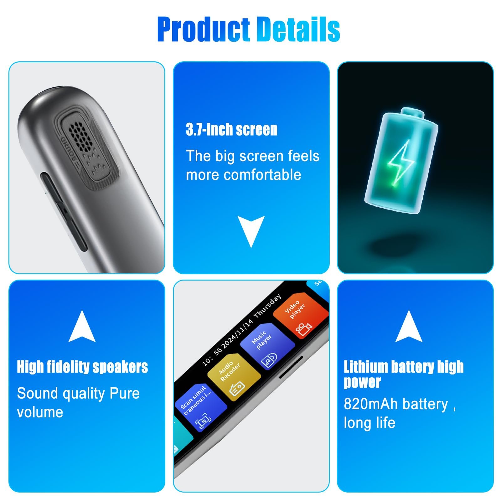 Ручка-сканер Онлайн 142 мови, з 3,7-дюймовим сенсорним екраном, фото №6 Ручка-сканер Онлайн 142 мови, з 3,7-дюймовим сенсорним екраном, фото №6