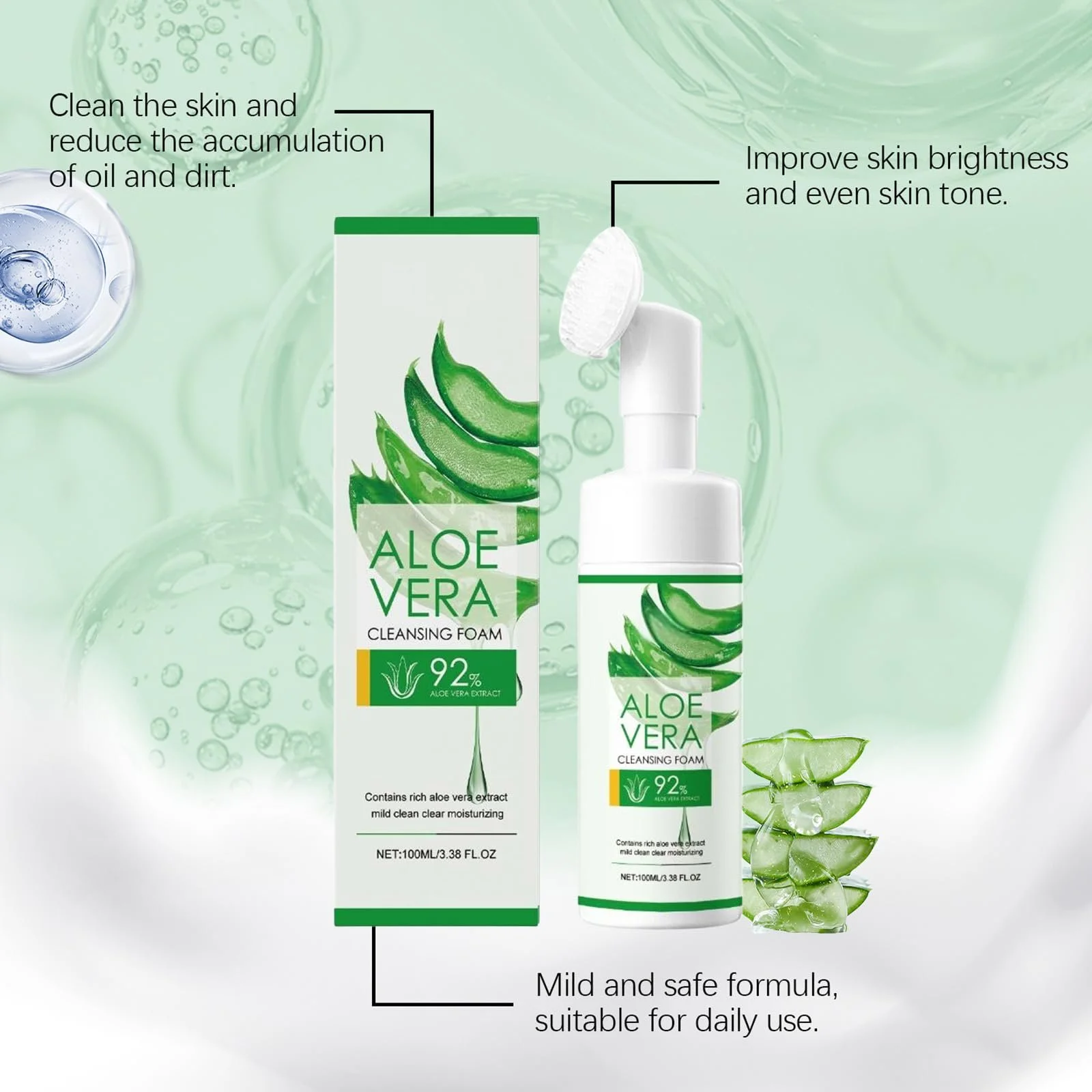 Пінка для вмивання Aloe з екстрактом алое, для глибокого очищення, зволоження, для всіх типів шкіри, фото №5