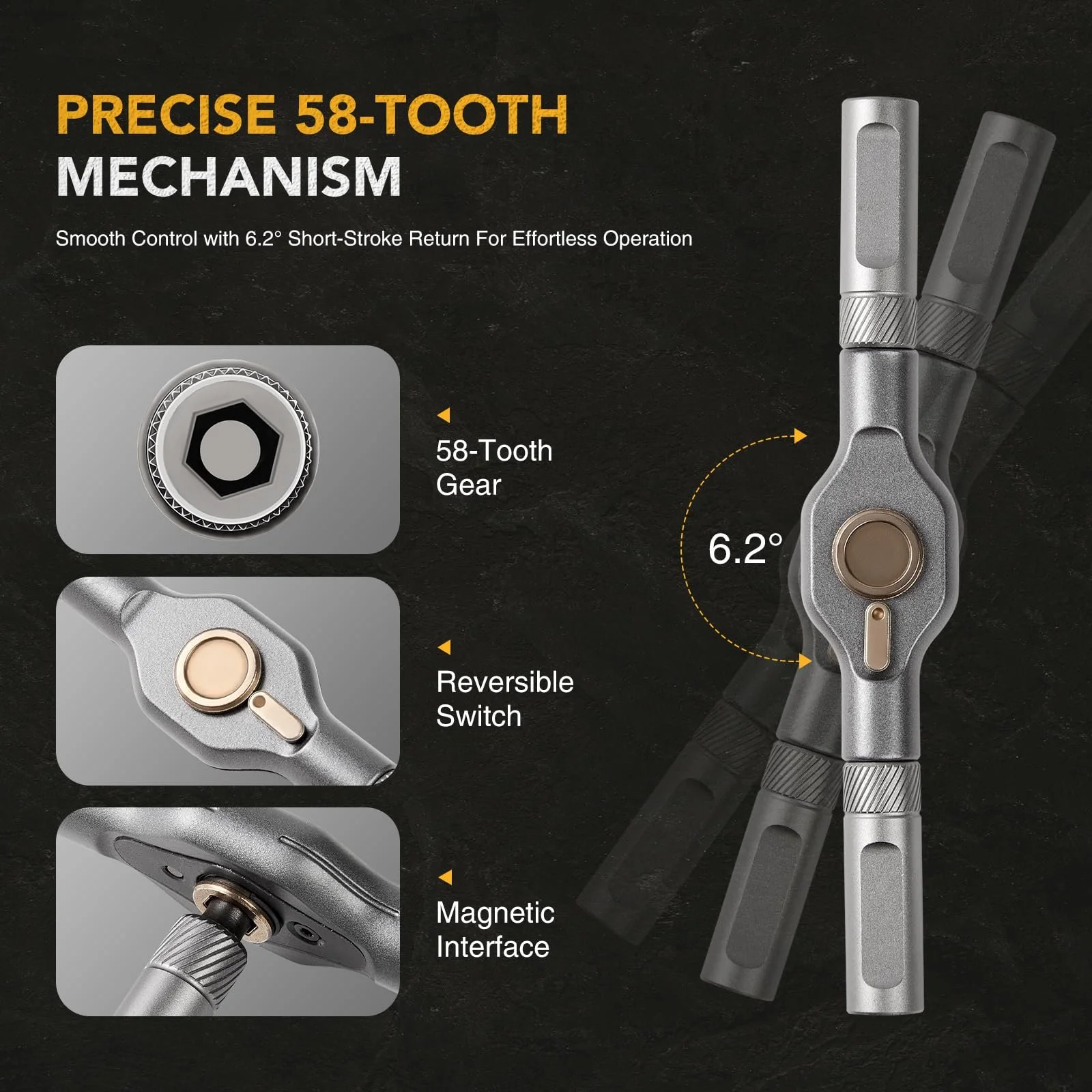 Набір реверсивних викруток 24 в 1 сталь S2 магнітне руків'я подовжувач біти PH SL PZ TX HEX, фото №5