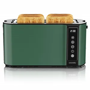 Тостер Arendo FRUKOST TOUCH 4 скибочки, довгий слот, нержавіюча сталь, сенсорний екран, 1500 Вт, інтегрована насадка для булочок, 7 рівнів підсмажування, центрування хліба, індикатор залишкового часу, пам'ять - Фото 1