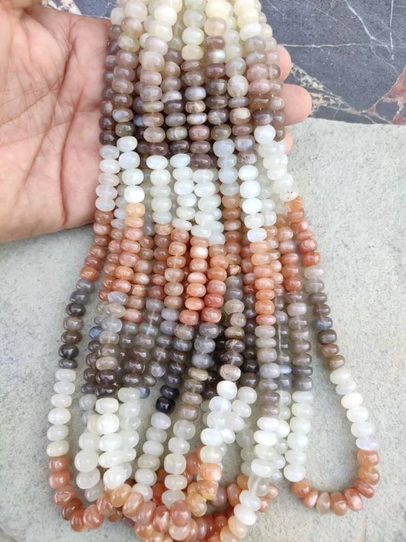 Бусины Лунный Камень Круглые Гладкие 8-9 мм, нить длиной 20 см, для изготовления ювелирных изделий, фото №1