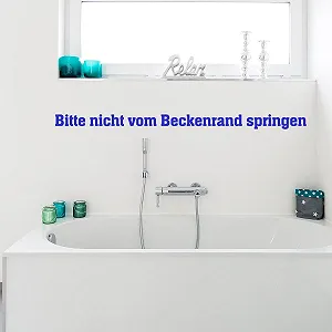 Наклейка на стіну Wandkings "Bitte nicht vom Beckenrand springen" 101 x 6 см, синя synthetic.ua - Фото 1