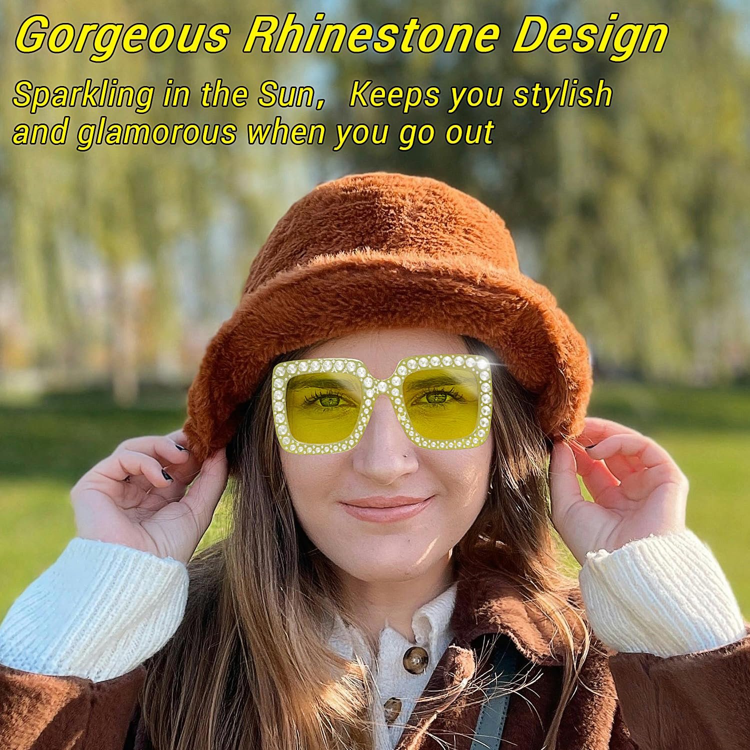 Сонцезахисні Окуляри Tabanzhe Квадратні Однотонні Жовті, фото №3