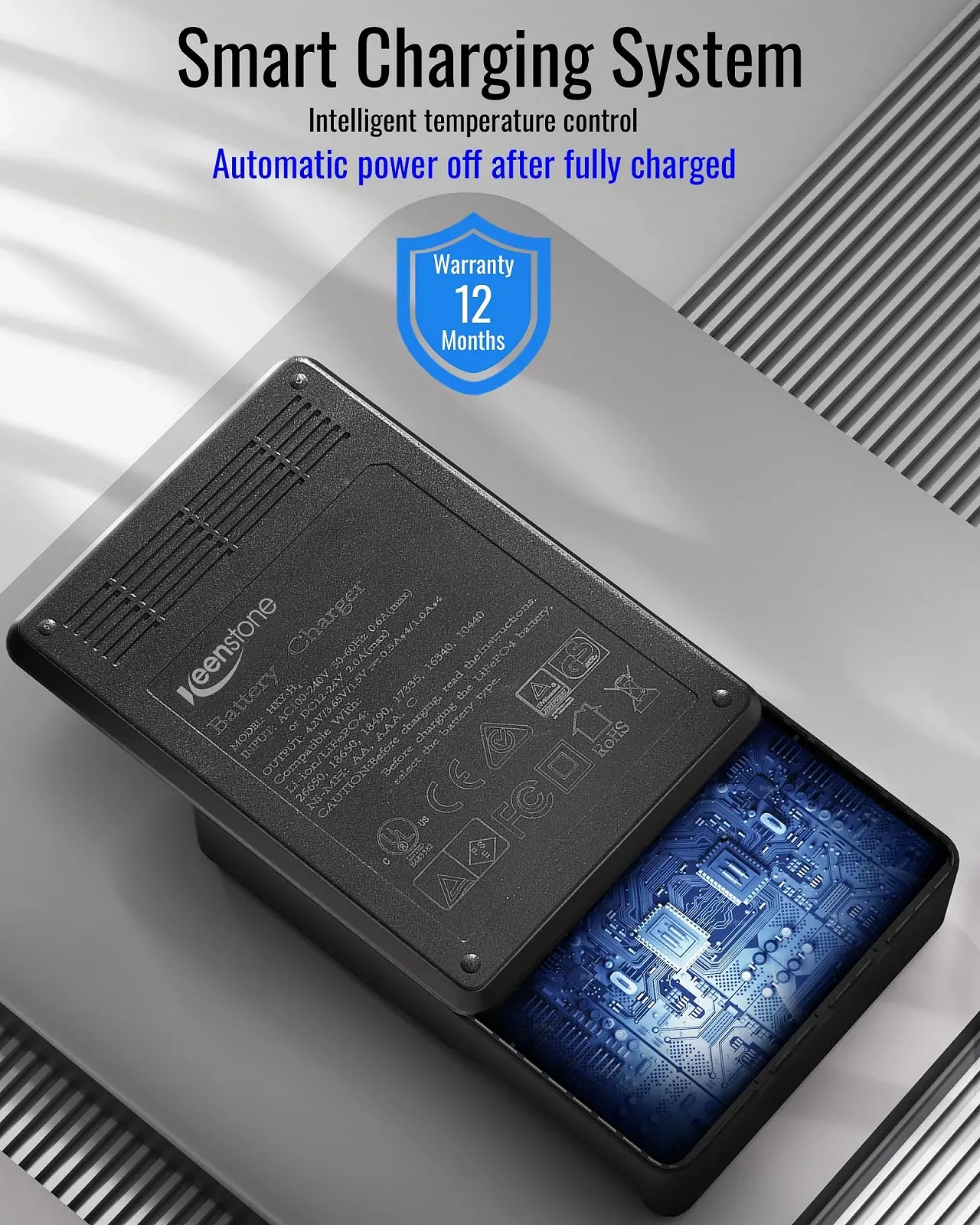 Універсальний зарядний пристрій для акумуляторів 18650 з 4 слотами LCD Smart Fast Charging для NI-MH NI-CD AA AAA Li-Ion LiFePO4 IMR 10440 14500 16340 18650 RCR123 26650, фото №6