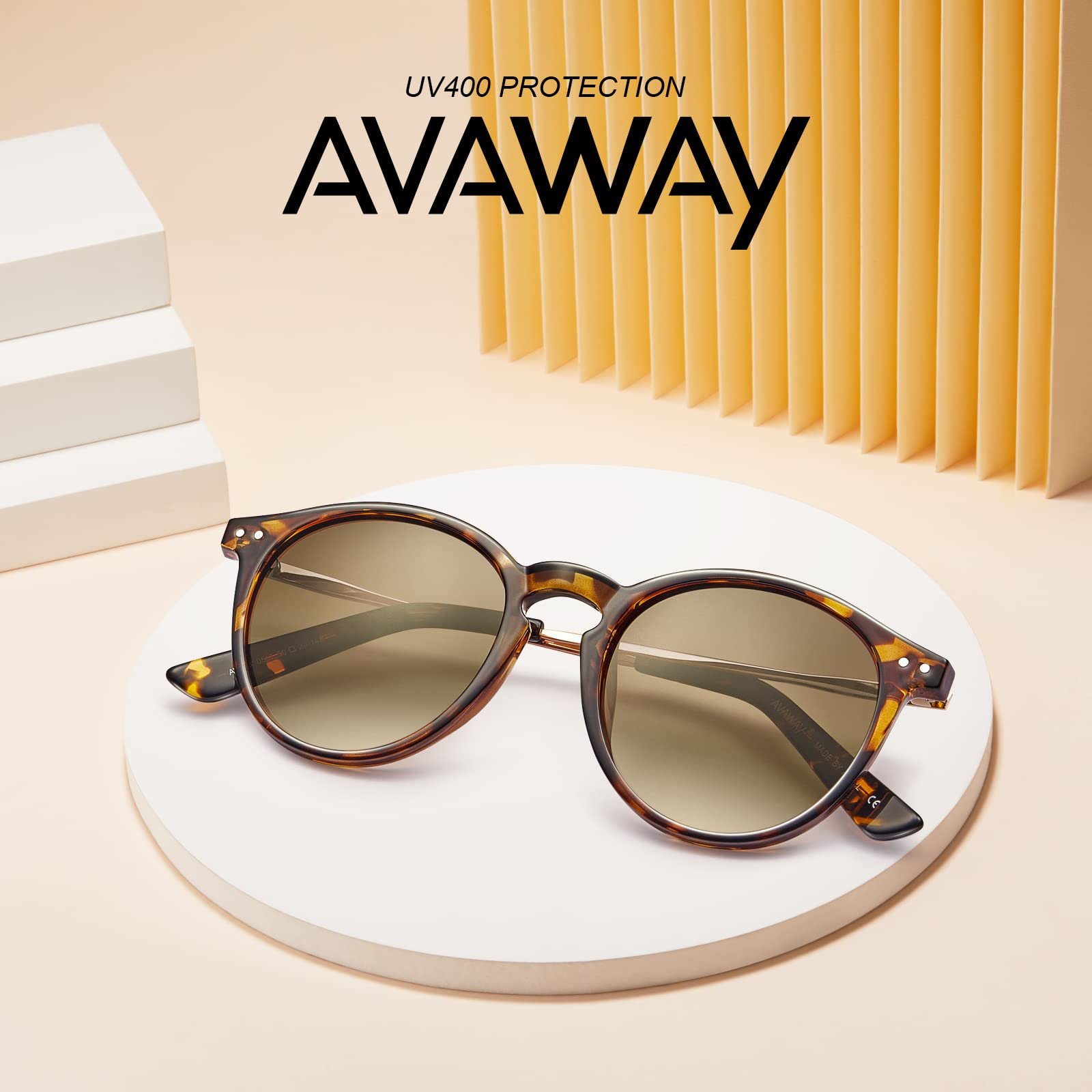Сонцезахисні окуляри круглі жіночі, поляризовані, ретро вінтаж AVAWAY, захист UV400, легка оправа, фото №3
