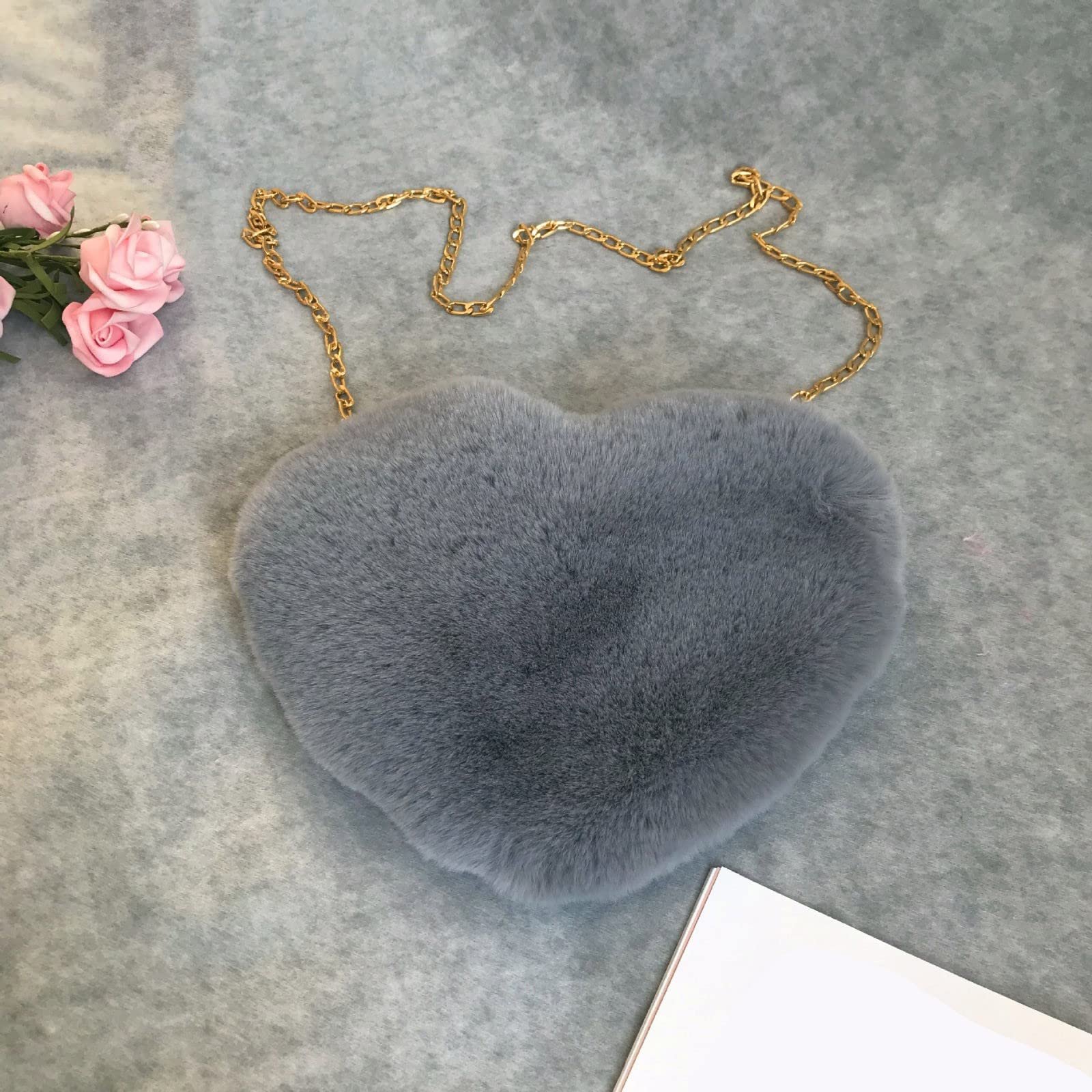 Сумка Fashion Love Peach Heart Жіноча Ланцюжок Плюшева На Плече Вовняна Плюшева Серцеподібна Персикова, фото №2