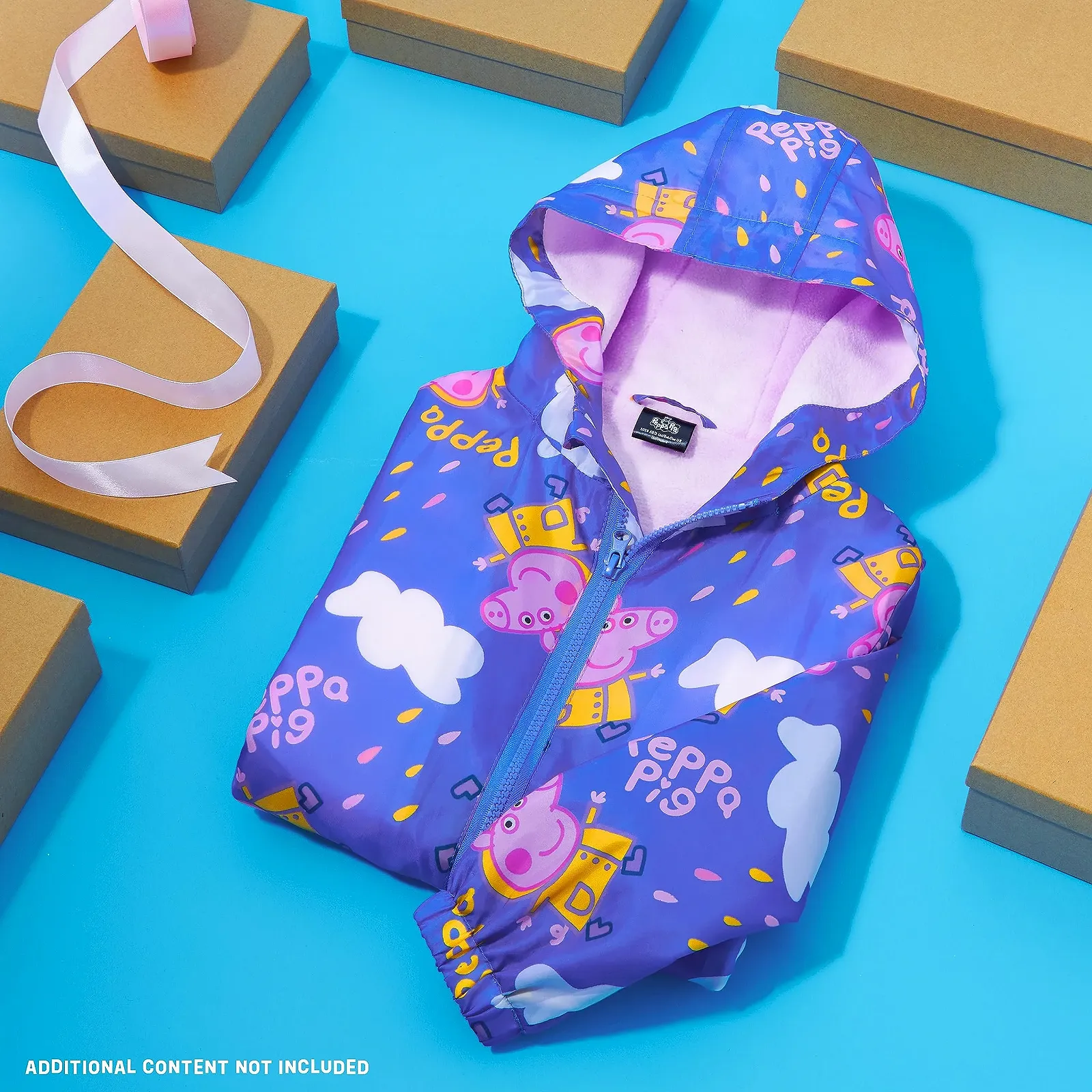 Дитяча дощова куртка Peppa Pig з флісовою підкладкою та капюшоном для дівчат, фото №2