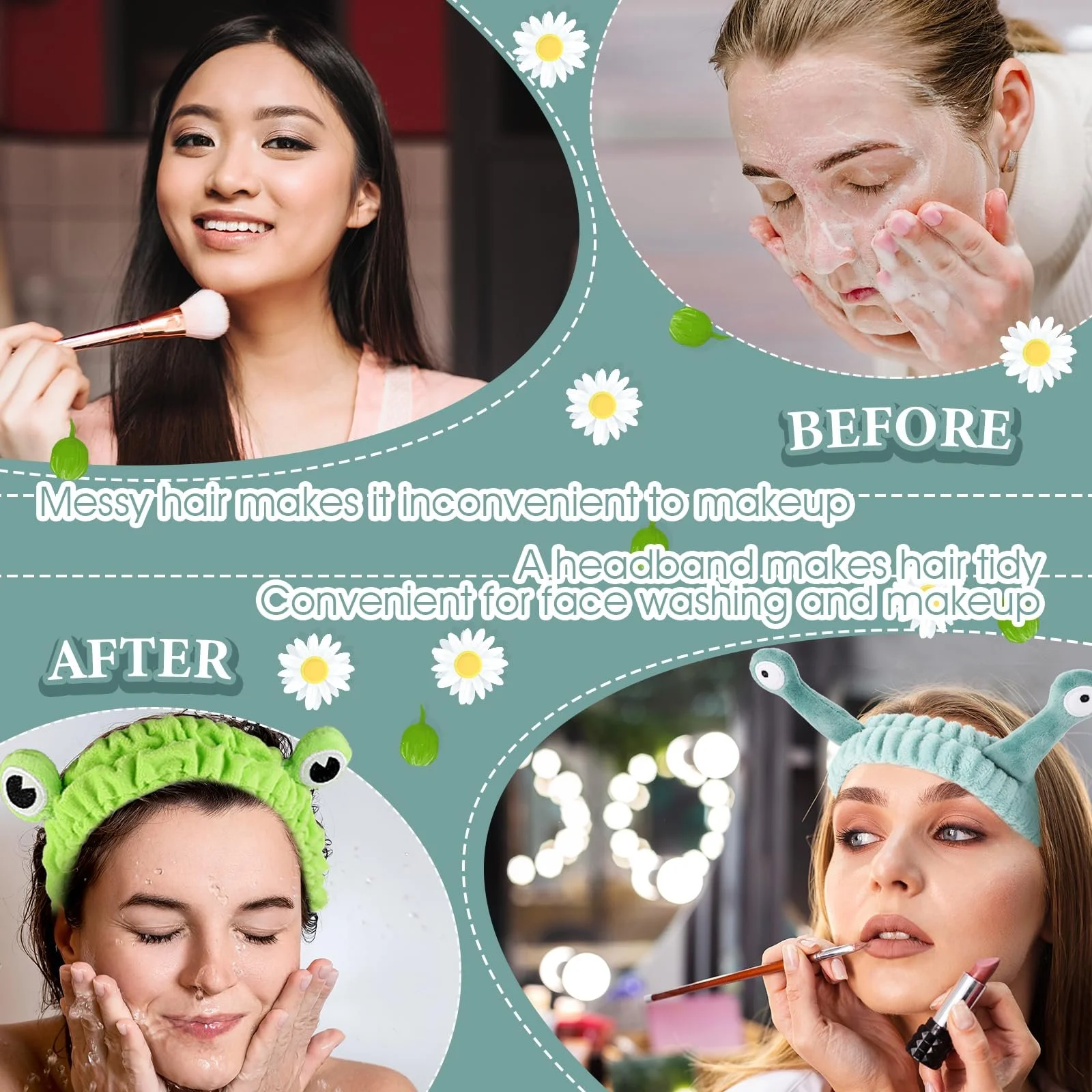 Набір пов'язок на голову для вмивання обличчя, фото №6 Набір пов'язок на голову для вмивання обличчя, фото №6