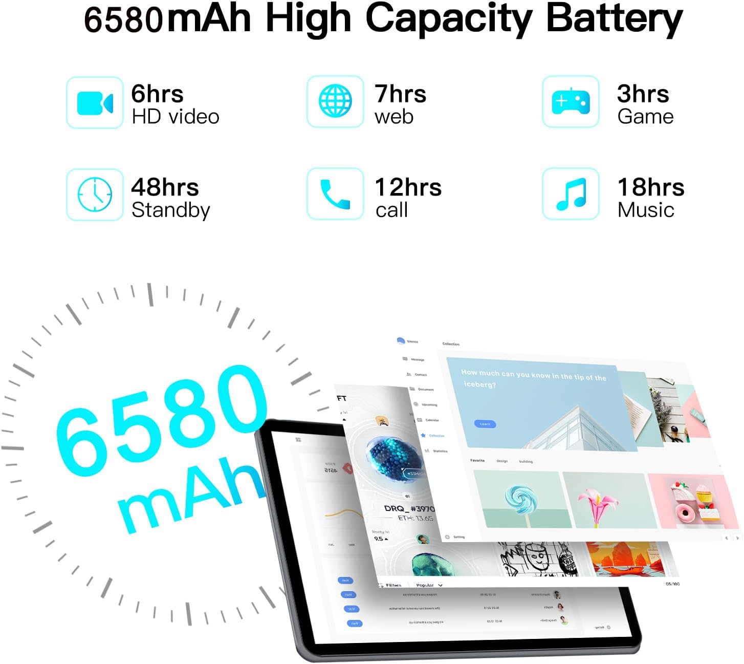 Планшет 10.1" Full HD Ouzrs M3 6/128Gb 8 ядер Andorid 12 6850 mAh Сірий, фото №3 Планшет 10.1" Full HD Ouzrs M3 6/128Gb 8 ядер Andorid 12 6850 mAh Сірий, фото №3