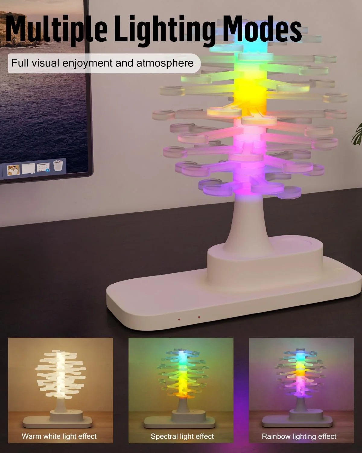 Настільна лампа TechKen Bedside Lamp сенсорна димована RGB спіральний дизайн, фото №6