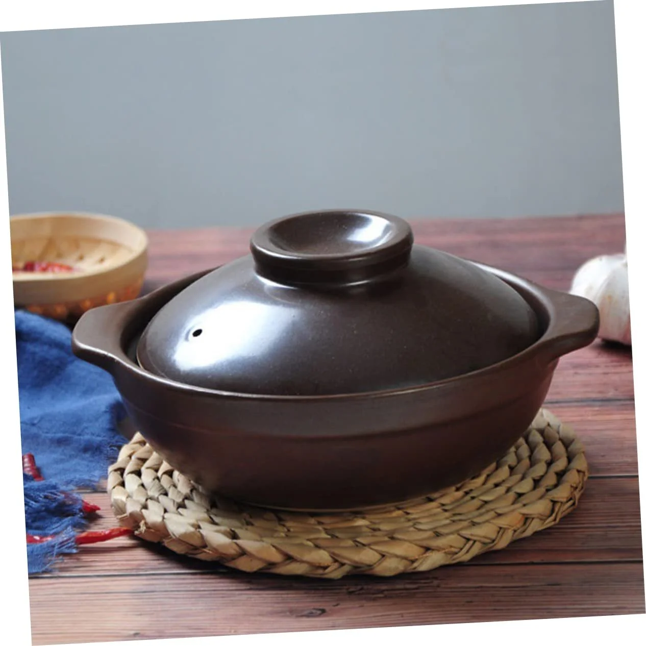 Кастрюля для тушения NOLITOY Керамическая с крышкой и ручками, фото №5