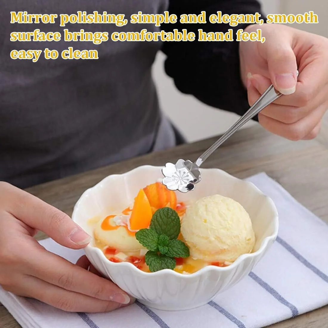 Набір з 8 квіткових ложок з нержавіючої сталі, фото №5