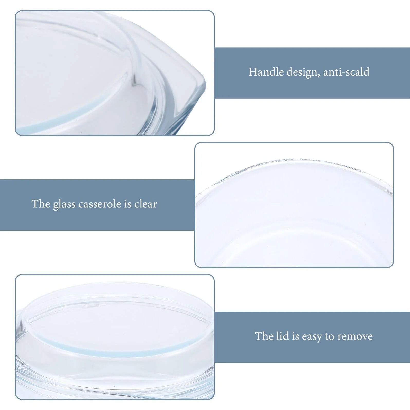 Форма для запекания TOPBATHY стеклянная с крышкой для микроволновой печи термостойкая, фото №3