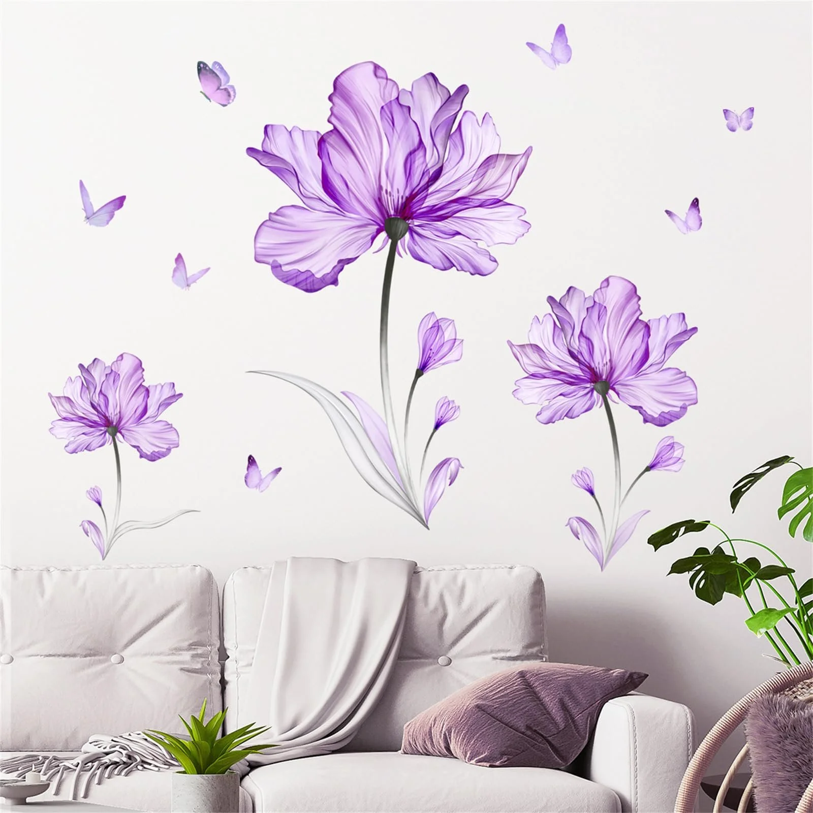 Наклейка на стіну CULASIGN Large Flowers Purple, фото №1