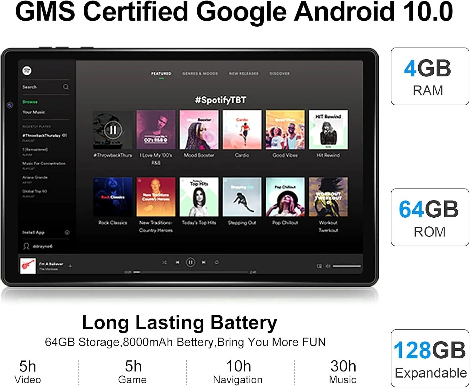 Планшет 10.1" Facetel Q3 4/64Gb 4 ядра Android 10 8000 mAh Чорний, фото №4 Планшет 10.1" Facetel Q3 4/64Gb 4 ядра Android 10 8000 mAh Чорний, фото №4