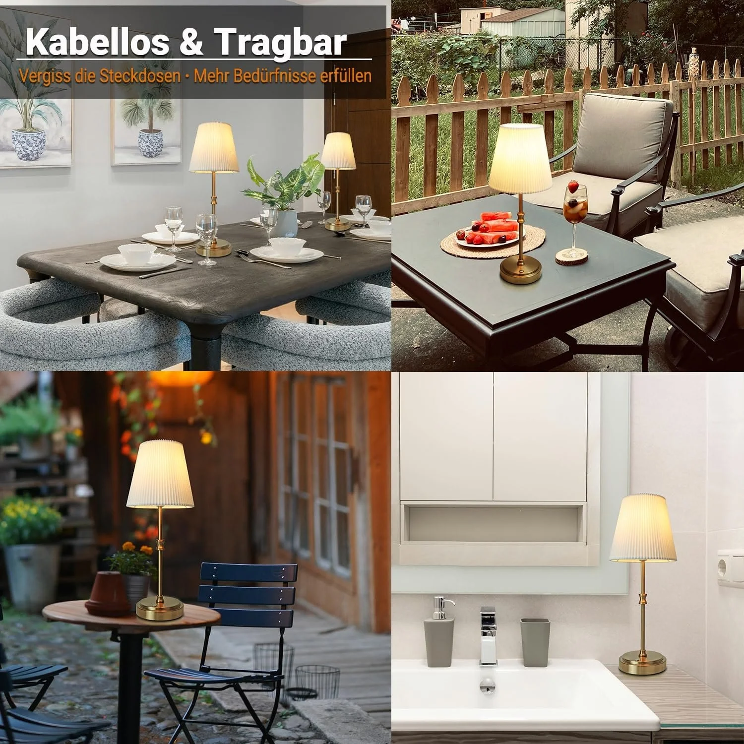 Бездротова настільна лампа Диммована Сенсорна 5000 мАг 38 см з тканинним абажуром, фото №7