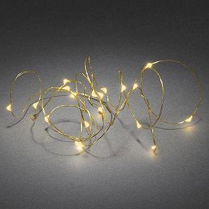 Гирлянда Konstsmide Micro LED Pin Wire 1461-880, 40 янтарных белых диодов, золотая проволока (питание от батареек) - Фото 1
