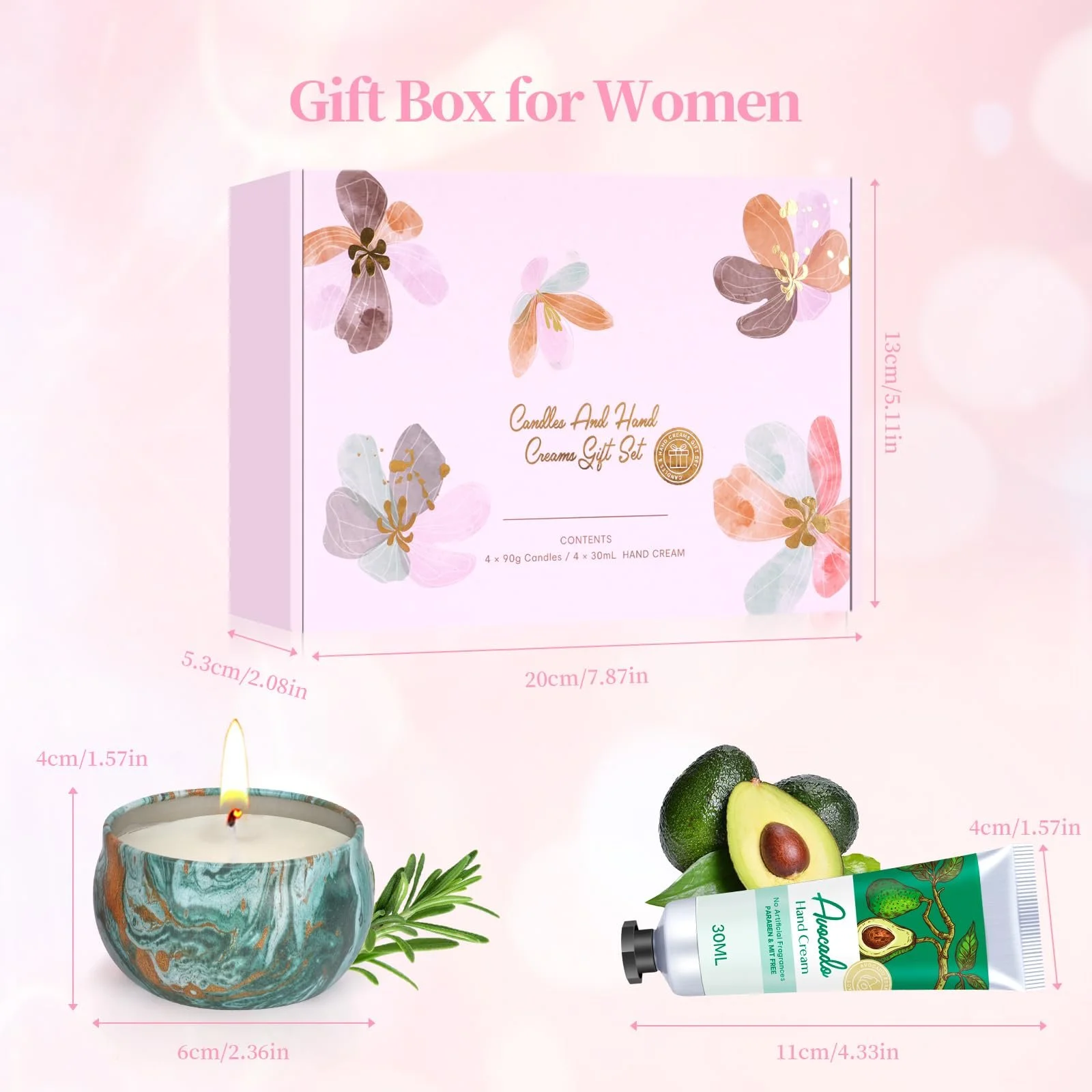 Набір: Крем для рук, 4 x 30 г + Ароматичні свічки, 4 x 90 г, фото №8