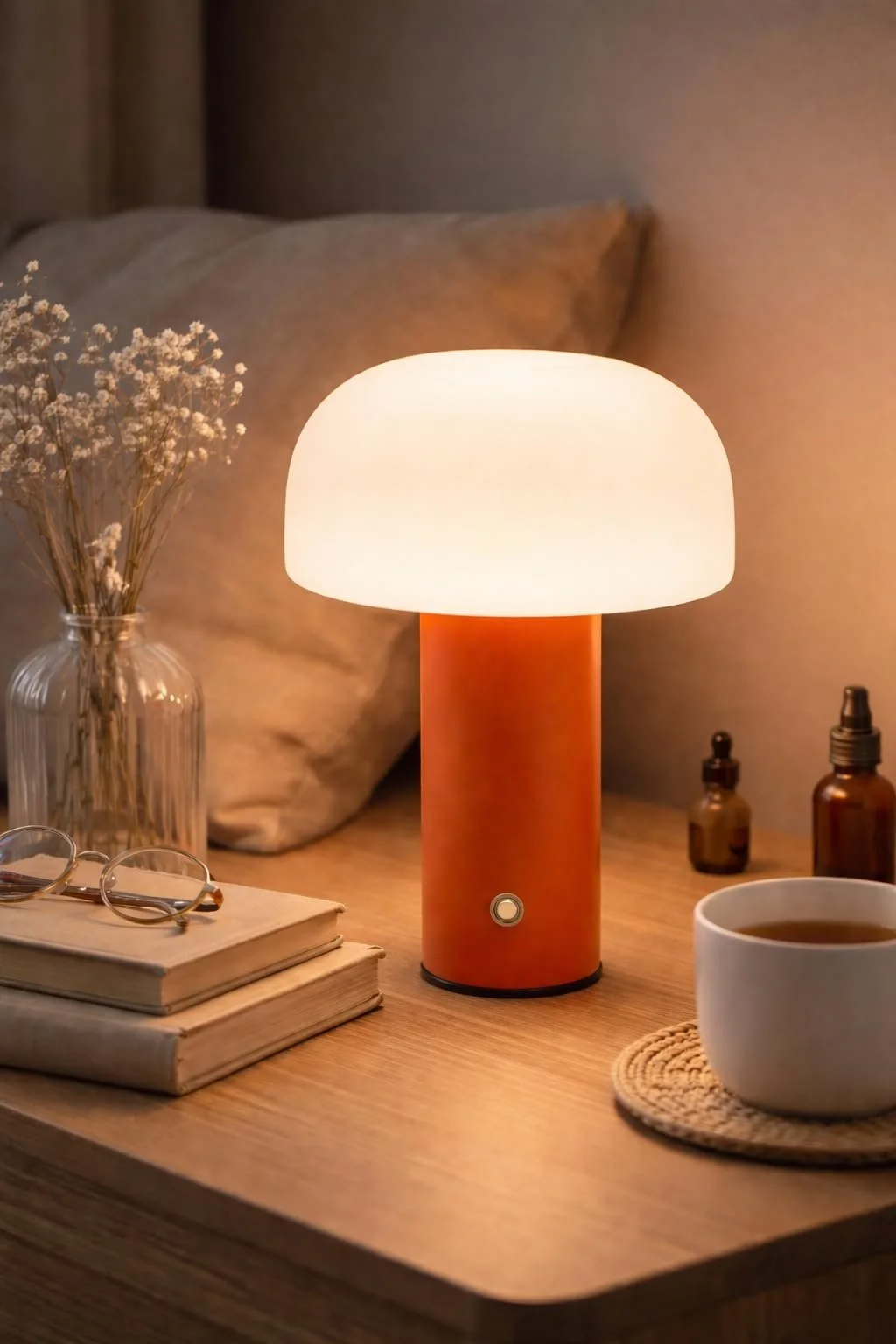 Настільна лампа LED Pilz акумуляторна бездротова димована 3 кольори світла USB-C IP54 Помаранчева, фото №2