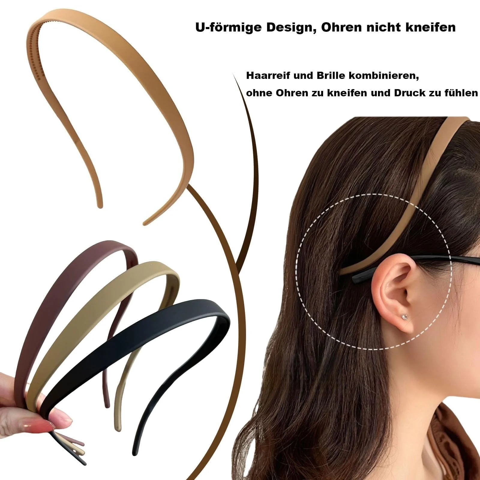 Набір жіночих обручів на голову (3 шт), 3 гумки для волосся, фото №3