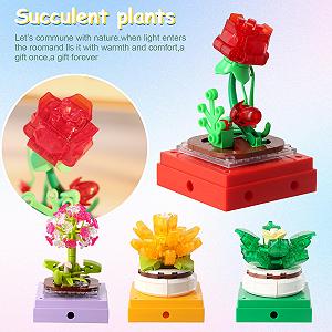 Набір Focenat Succulent Flower Building Blocks 10 міні рослин 849 деталей synthetic.ua - Фото 1