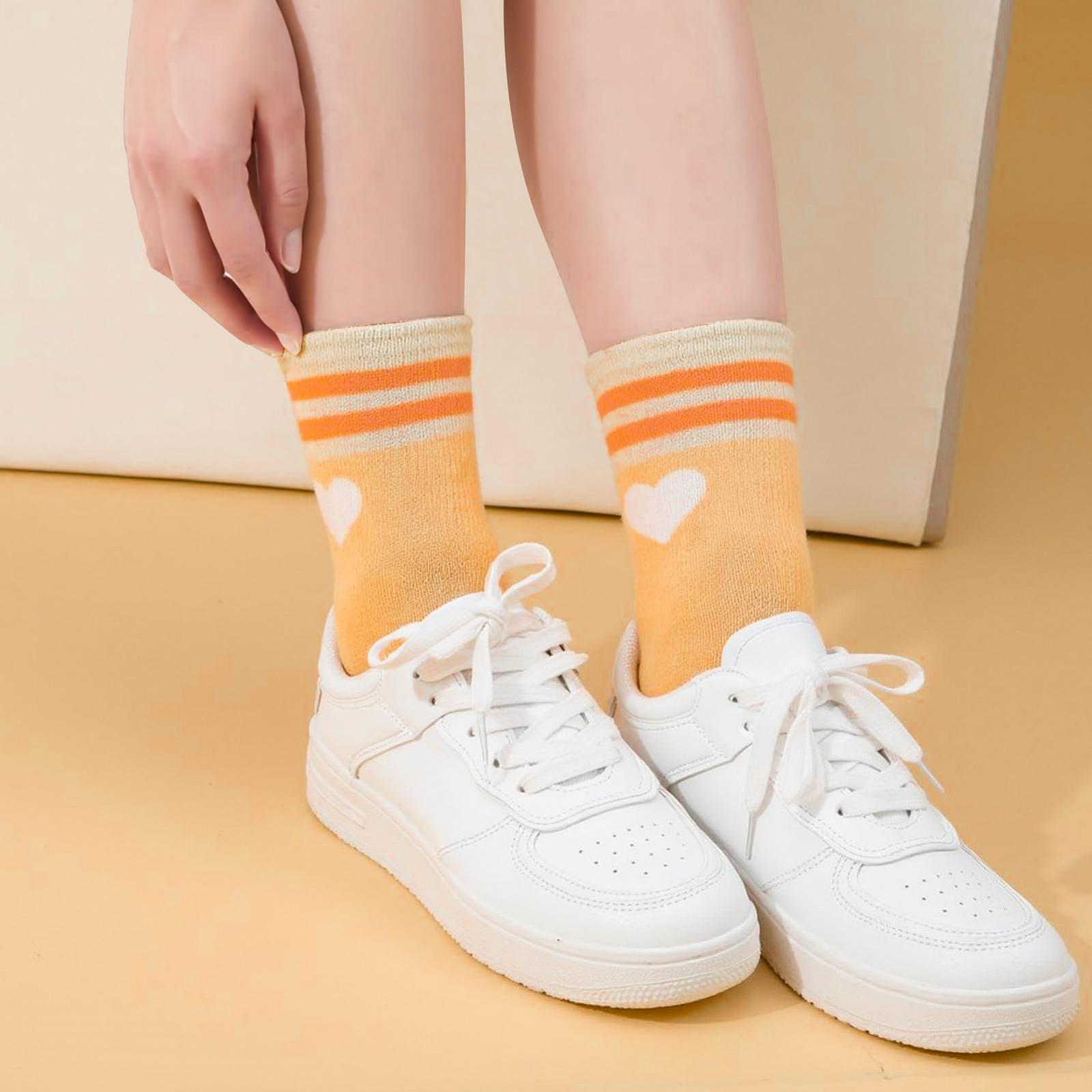 Женские носки с сердечком Размер 33-37, Спортивные носки в стиле ретро с полосками, Теннисные носки, Хлопковые носки для девочек, Носки для бега, Короткие носки (разноцветные), фото №7