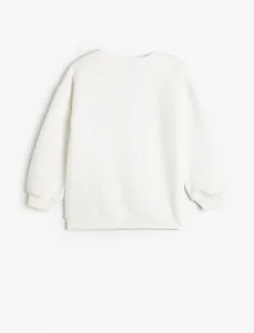 Світшот Koton для дівчат, з довгими рукавами, круглим вирізом, аплікацією, з начосом всередині synthetic.ua - Фото 1