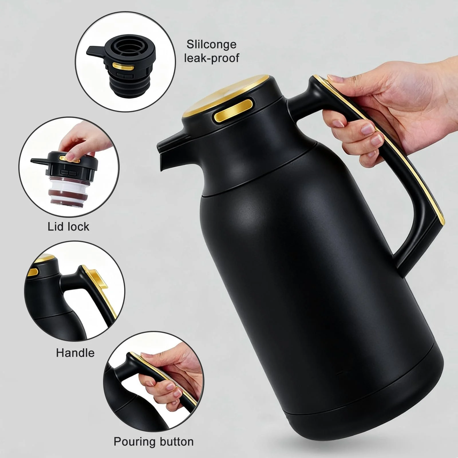 Термос-кавник 2 літри, Нержавіюча сталь, Ізольований для кави, Термічна двостінна вакуумна ізоляція, фото №3 Термос-кавник 2 літри, Нержавіюча сталь, Ізольований для кави, Термічна двостінна вакуумна ізоляція, фото №3