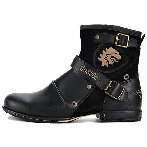 Ботинки Biker Motorcycle CD-5008-1 Кожаные Мужские с Резиновой Подошвой Классические 6.5 Дюймов Ботинки До Щиколотки Мужские с Каблуком 0.98 Дюйма synthetic.ua - Фото 1