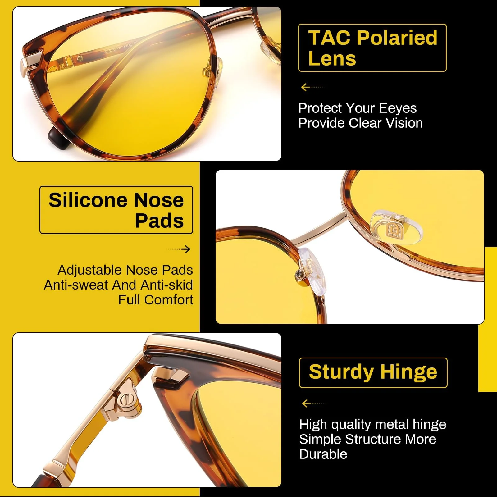 Жовті сонцезахисні окуляри для нічного водіння 1222Y, фото №2 Жовті сонцезахисні окуляри для нічного водіння 1222Y, фото №2