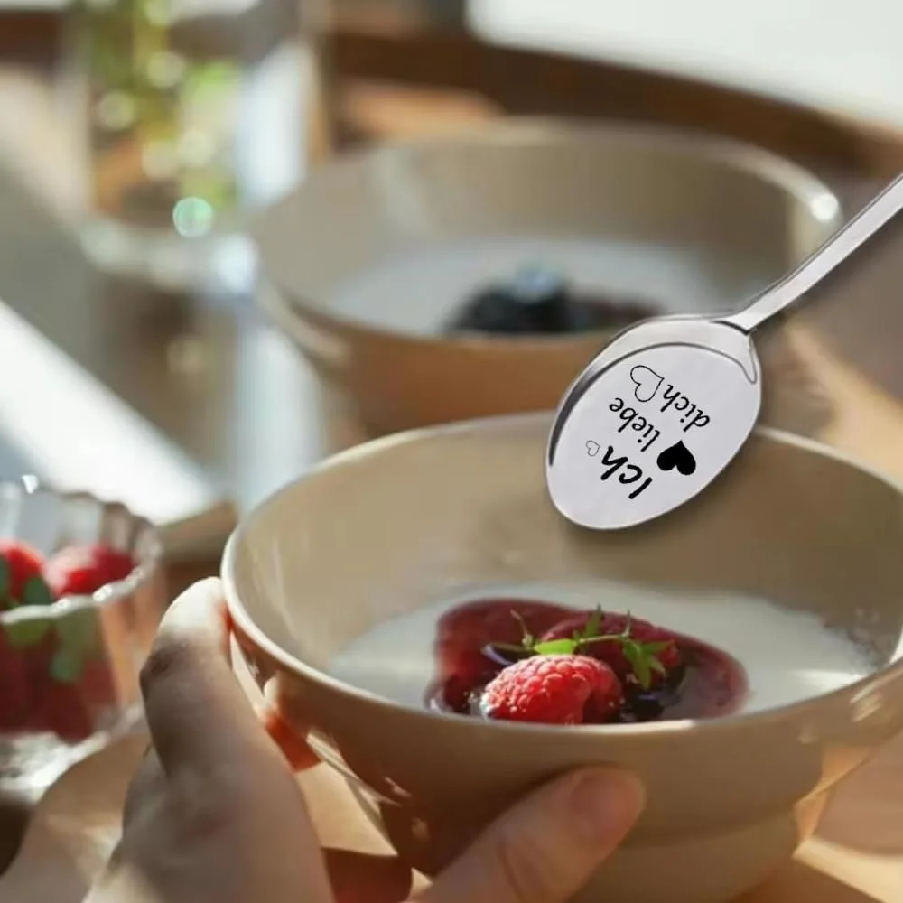 Ложка для кави Ich Liebe Dich для жінок та чоловіків з гравіюванням, фото №6