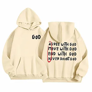 Пуловер Дитячий худі з літерним принтом, довгими рукавами та кишенею для осені та зими - Фото 1