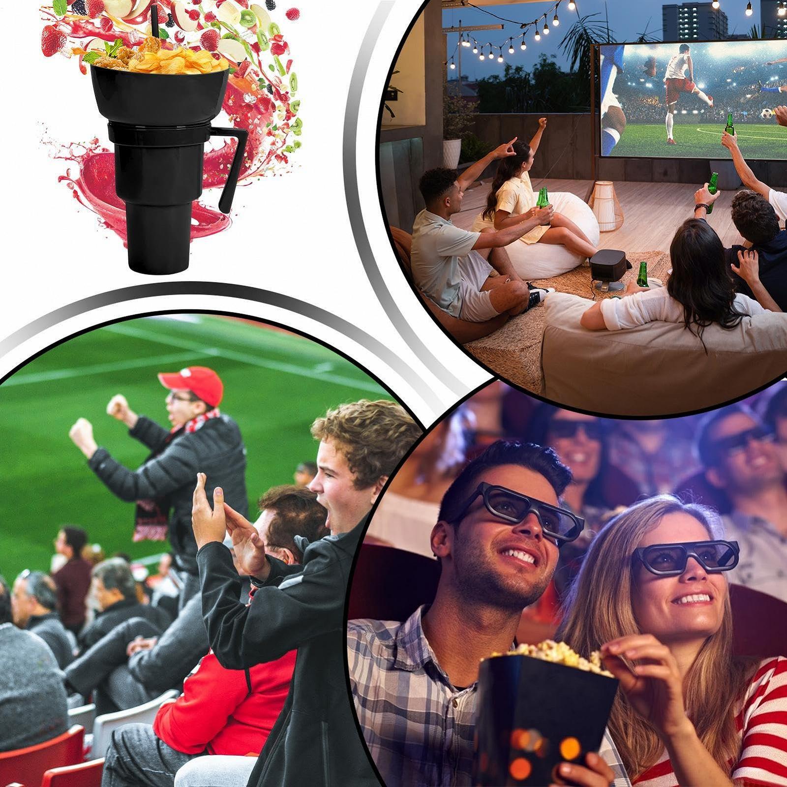 Кухоль 2-в-1 багаторазового використання для снеків та напоїв з соломинкою, фото №4 Кухоль 2-в-1 багаторазового використання для снеків та напоїв з соломинкою, фото №4