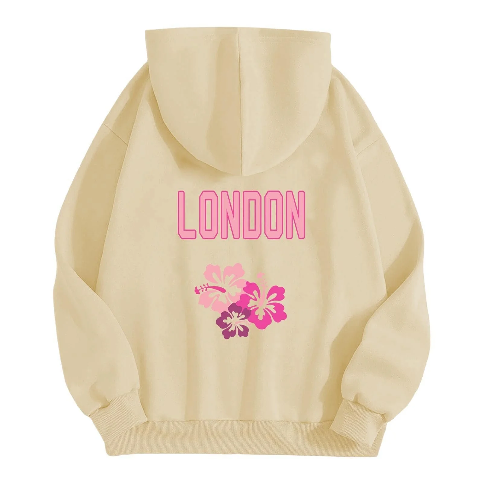 Худи Generisch HUIFUAO Женский, Лондон, оверсайз, с длинными рукавами, красная футболка, фото №1