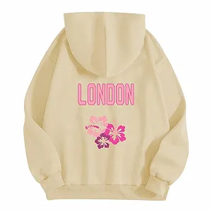 Худи Generisch HUIFUAO Женский, Лондон, оверсайз, с длинными рукавами, красная футболка - Фото 1