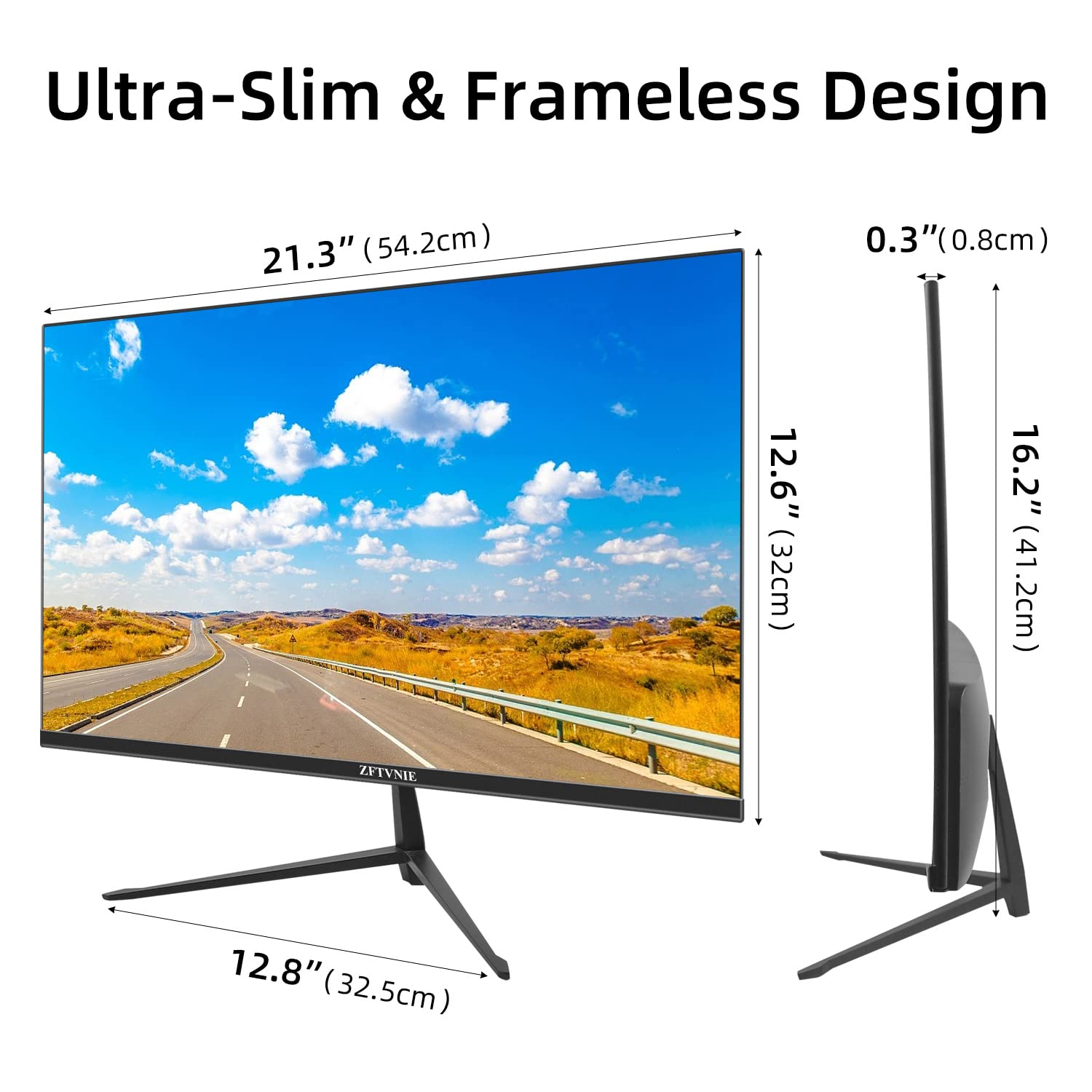 Монитор ZFTVNIE 24 Дюйма Компьютерный Full HD 1920 x 1080P Безрамочный IPS Экран 75Hz HDMI VGA Порты VESA Крепление Дисплей для ПК PS4 PS5, фото №6