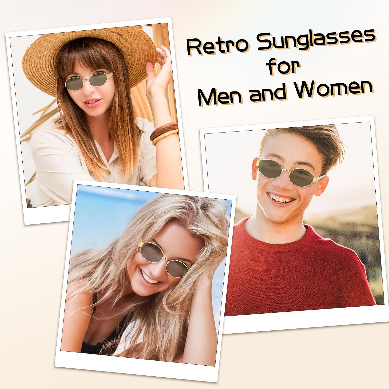 Солнцезащитные Очки GoaePode Ретро Овальные Металлические Золотая Оправа, фото №3