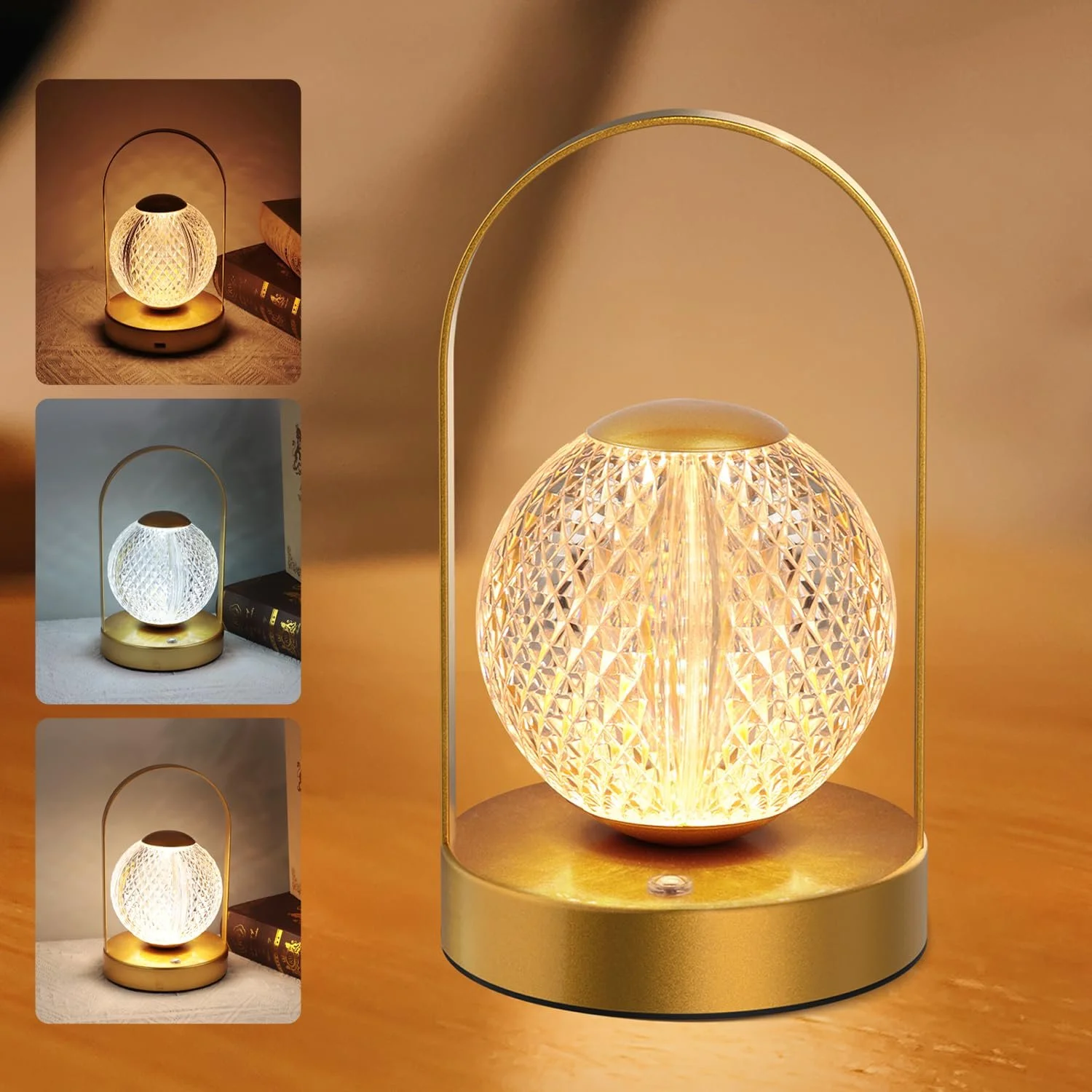 Настільна лампа EXTRASTAR LED куляста з ручкою, сенсорна, бездротова, USB-C., фото №1