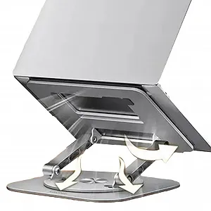 Підставка для ноутбука, складана, обертова, портативна алюмінієва, регульована настільна - Фото 1