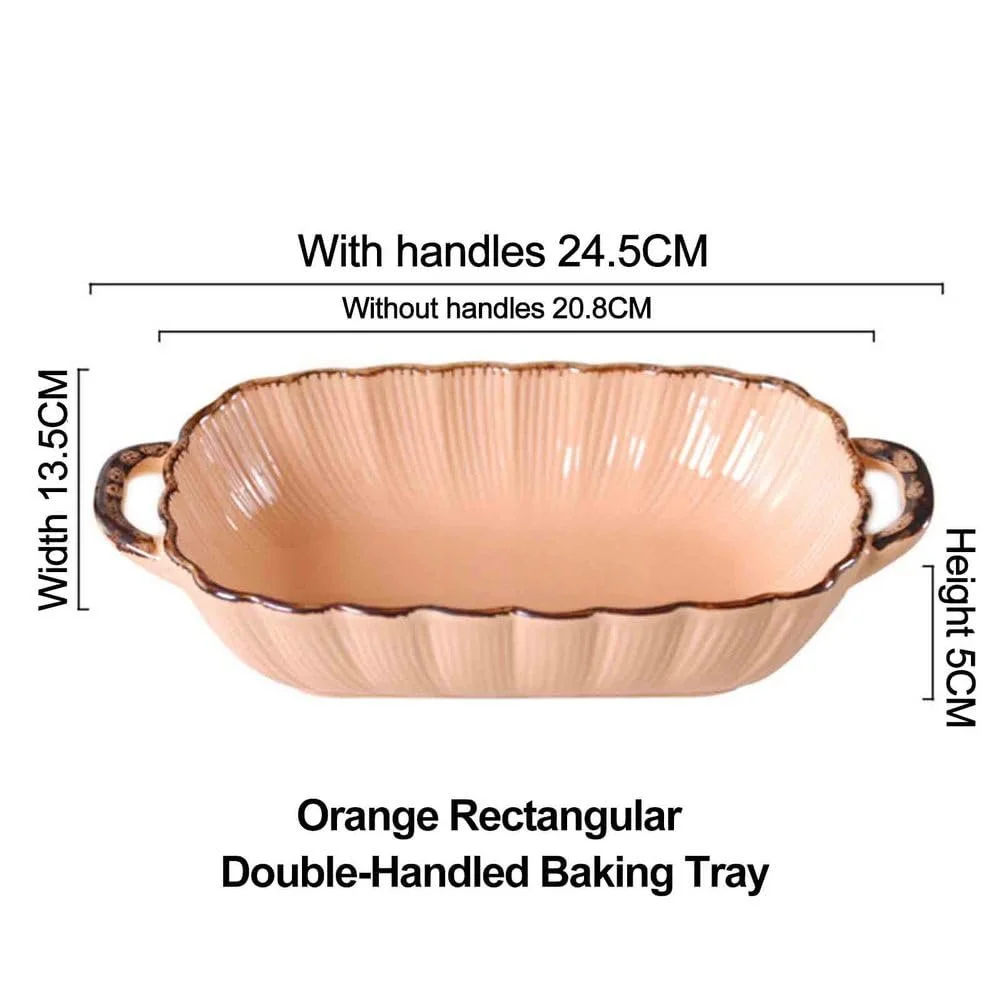Форма для запекания Dxcaicc прямоугольная с двойными ручками текстурированная оранжевая, фото №2