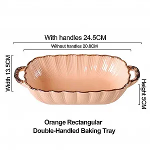 Форма для запекания Dxcaicc прямоугольная с двойными ручками текстурированная оранжевая synthetic.ua - Фото 1