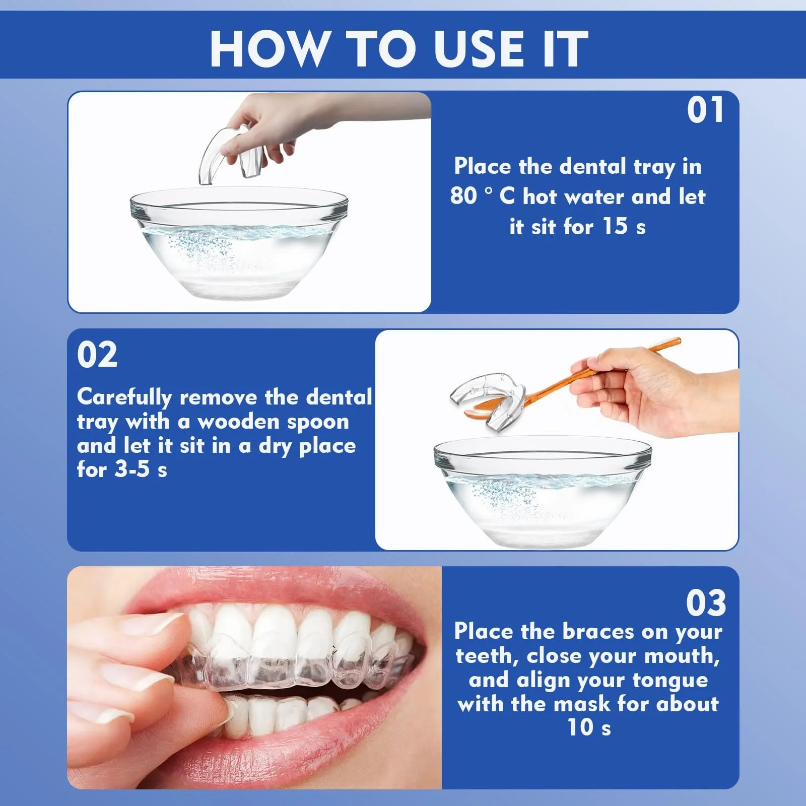 Капа от бруксизма, набор 4 шт, многоразовая, для уменьшения скрежета зубами, эффективно останавливает храп и кусание ночью., фото №3