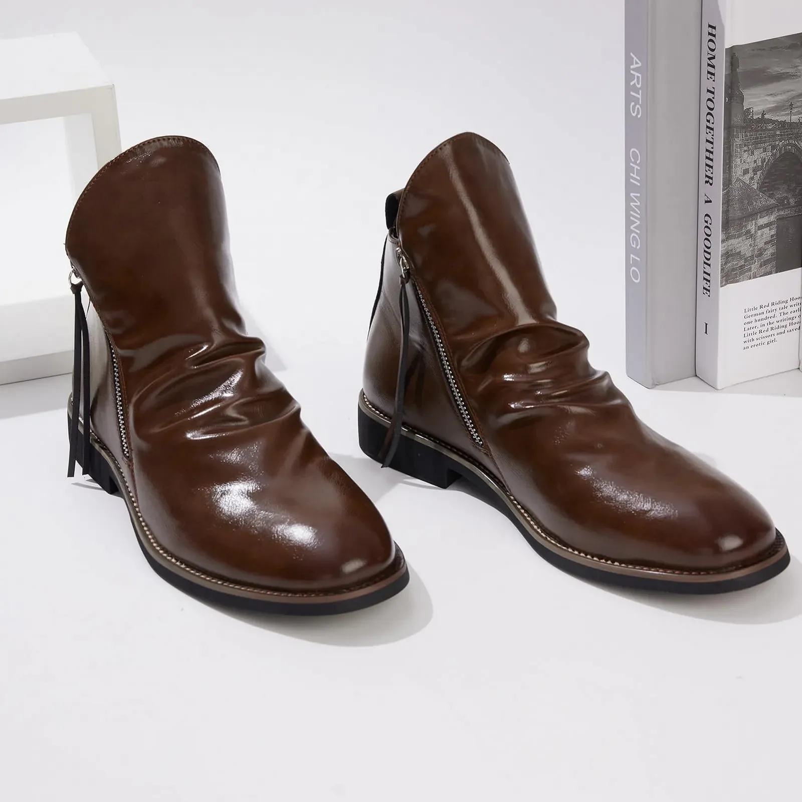 Челсі черевики Remxi Шкіряні черевики з подвійною бічною блискавкою Нековзні, фото №3