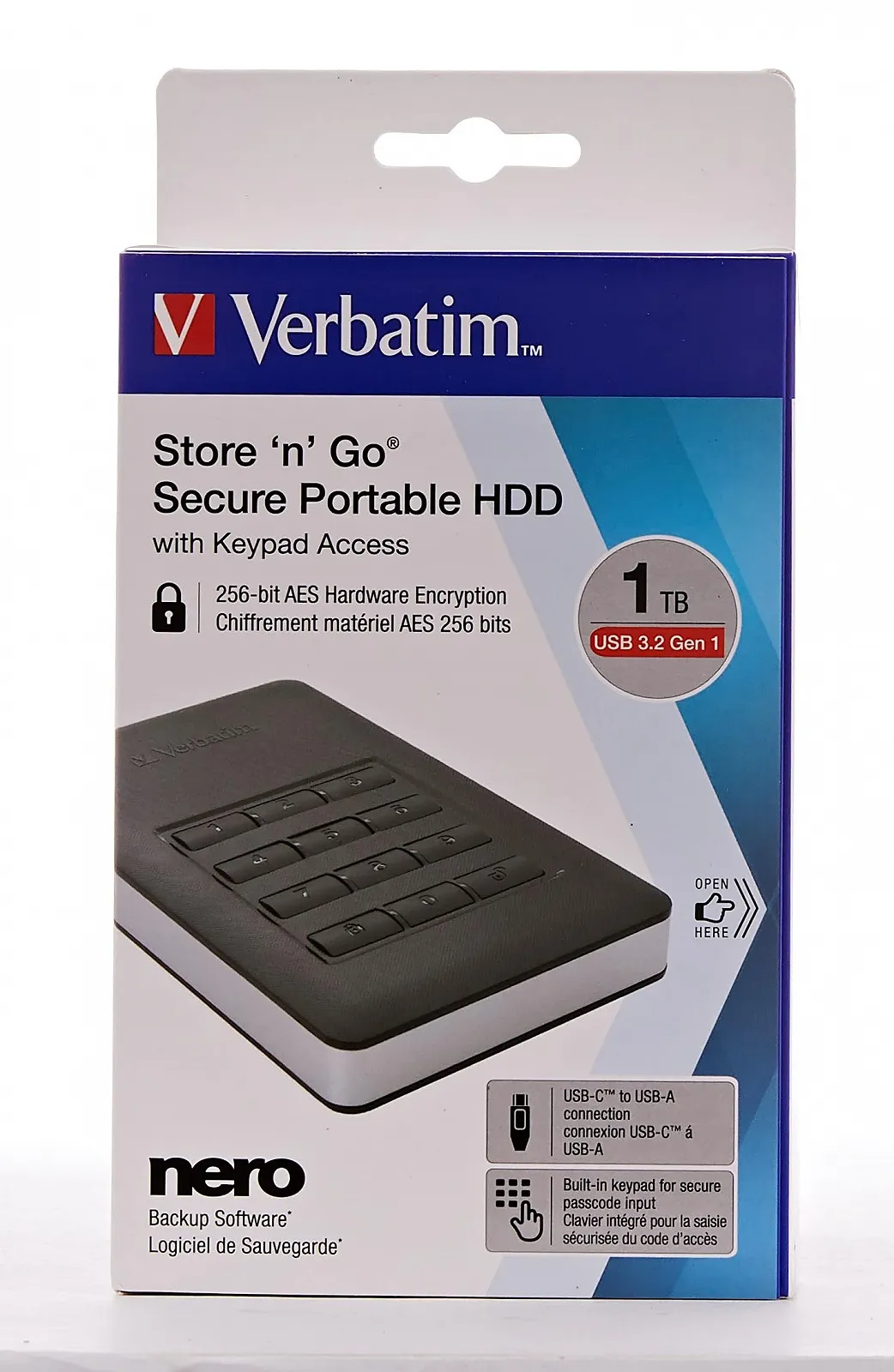 Внешний HDD Verbatim Store 'n' Go Secure 53401 1 ТБ USB 3.1 Keypad Access Black, фото №3